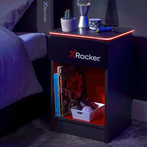 Carbon-Tek End Table with Wireless Charging and LED Lights - X Rocker