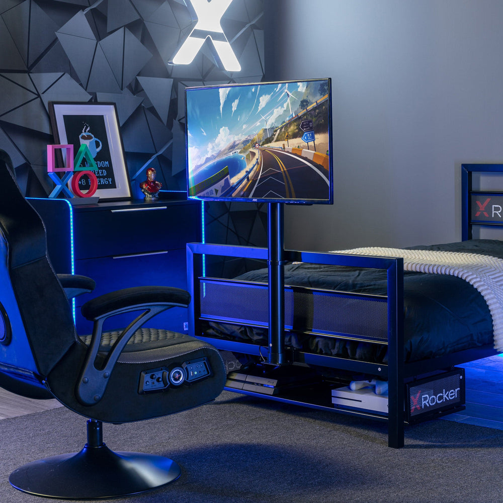Basecamp Gaming Bed with TV Mount, Black, Full - X Rocker