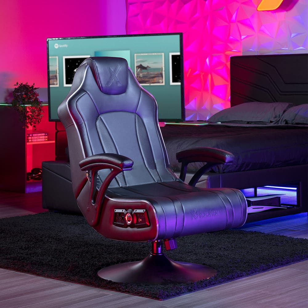 CXR3 LED Bluetooth Audio Pedestal Gaming Chair, Black - X Rocker