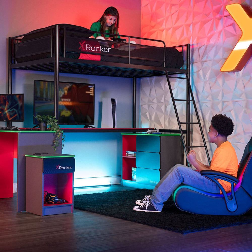 HQ Gaming Loft Bunk Bed with Battlestation - X Rocker