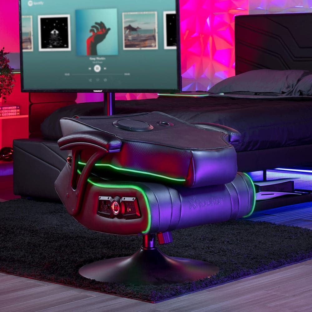 CXR3 LED Bluetooth Audio Pedestal Gaming Chair, Black - X Rocker