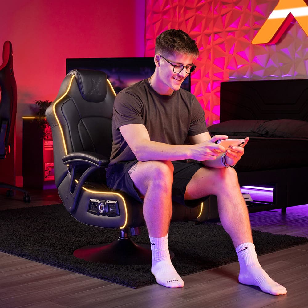 CXR3 LED Bluetooth Audio Pedestal Gaming Chair, Black - X Rocker