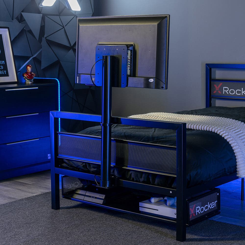 Basecamp Gaming Bed with TV Mount, Black, Twin - X Rocker