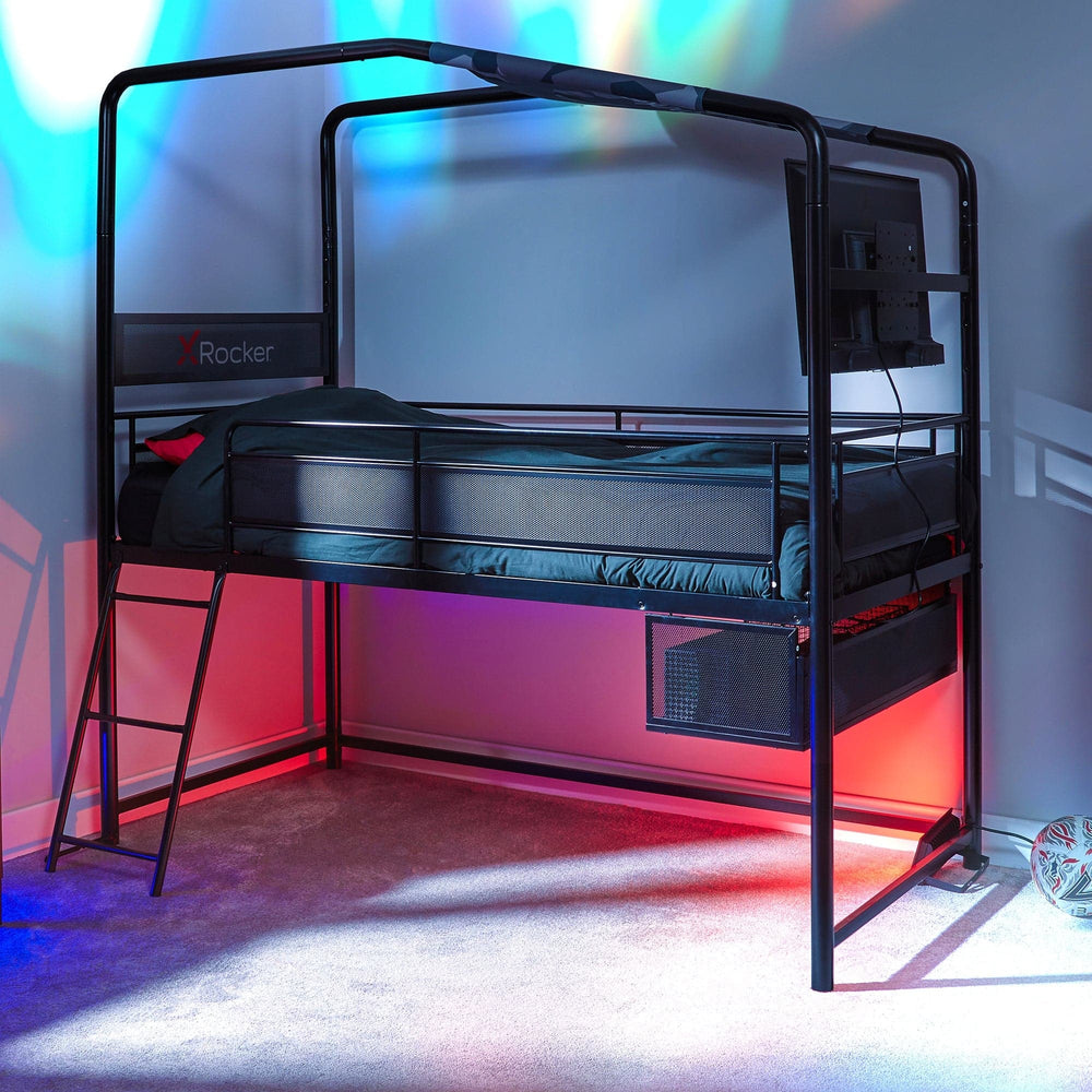 Contra Mid-Sleeper Gaming Bed with TV Mount, Twin - X Rocker