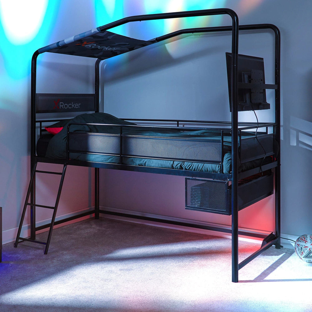 Contra Mid-Sleeper Gaming Bed with TV Mount, Twin - X Rocker