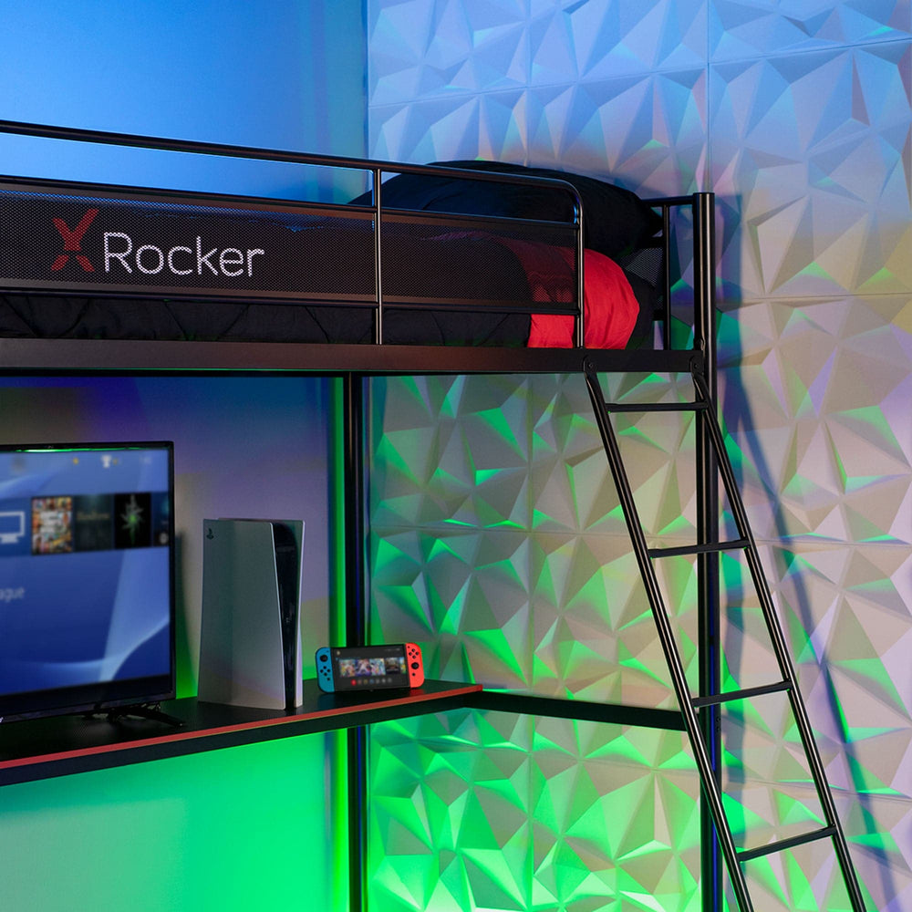 HQ Gaming Loft Bunk Bed with Battlestation - X Rocker