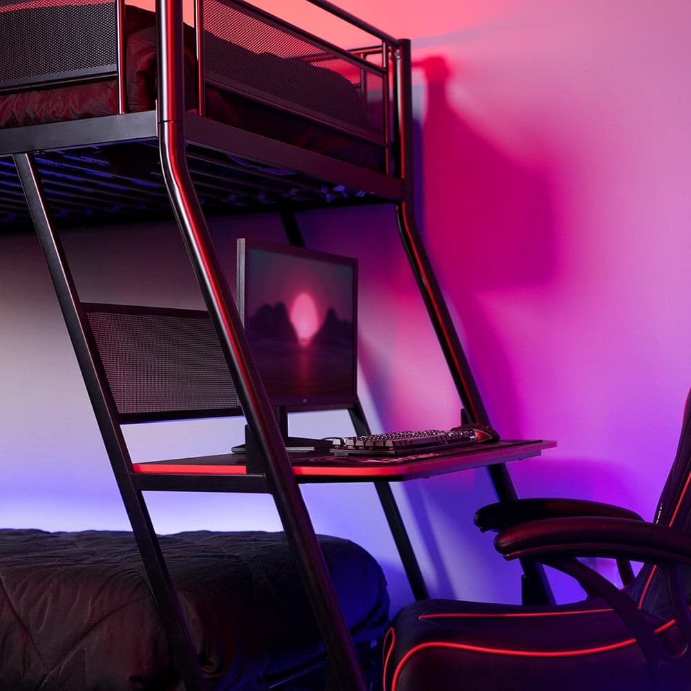 Armada Twin-Over-Twin Bunk Bed with Gaming Desk - X Rocker