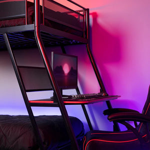 Armada Twin-Over-Twin Bunk Bed with Gaming Desk - X Rocker