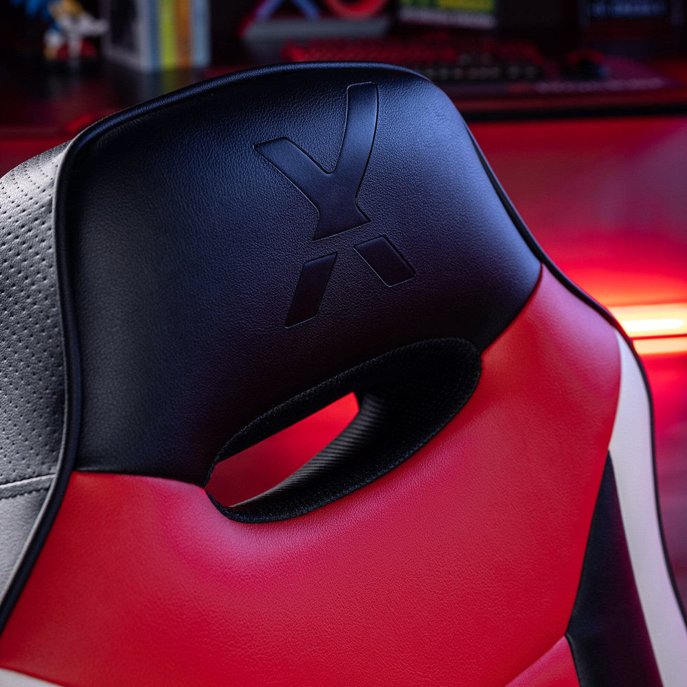Falcon 2.1 Pedestal Gaming Chair, Black/White/Red - X Rocker