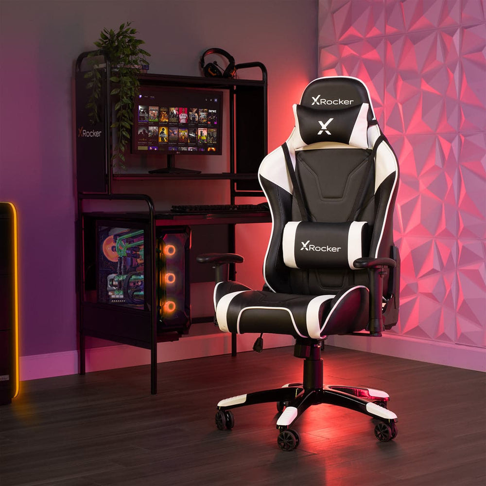 Agility PC Gaming Chair, Black/White - X Rocker