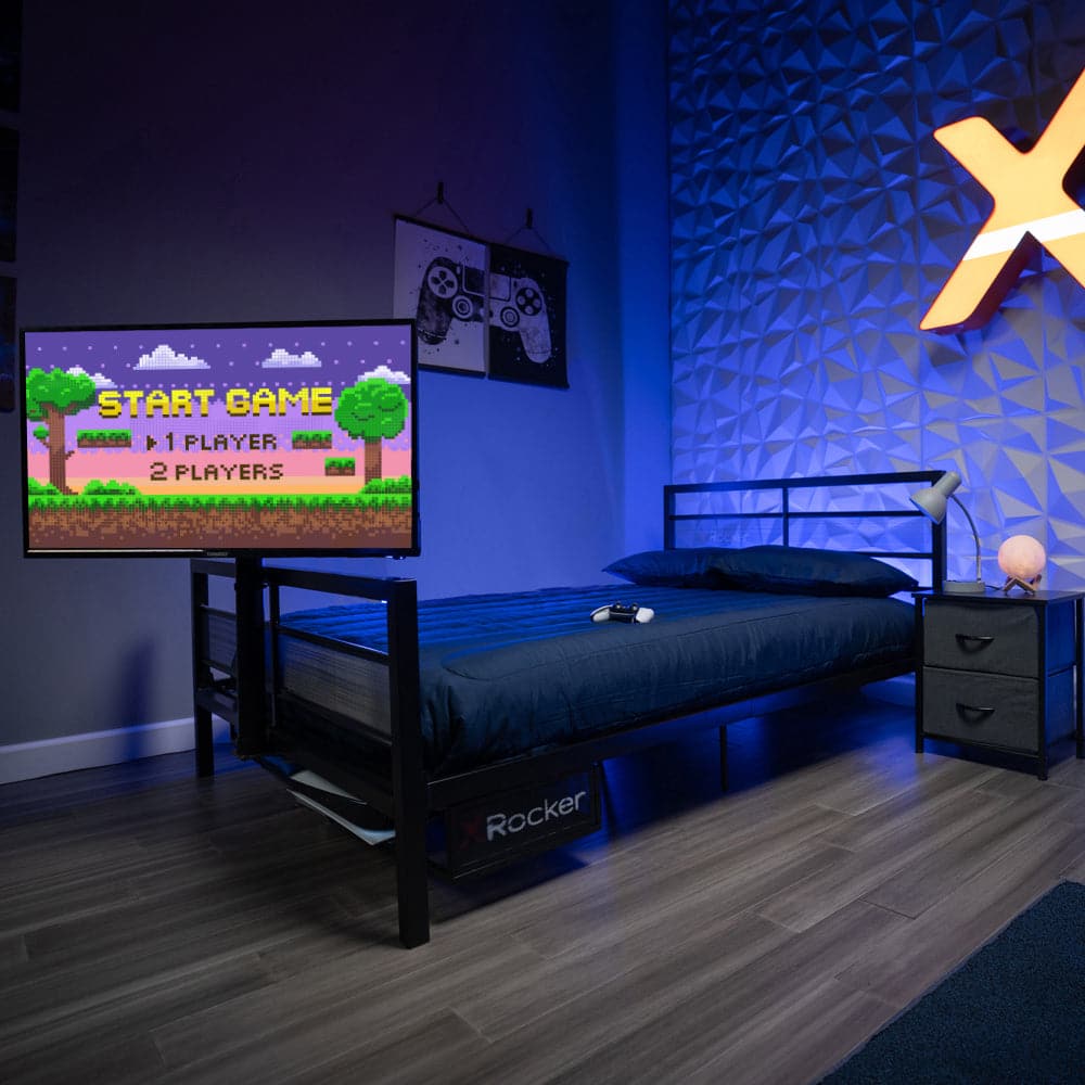 Basecamp Gaming Bed with TV Mount, Black, Full - X Rocker