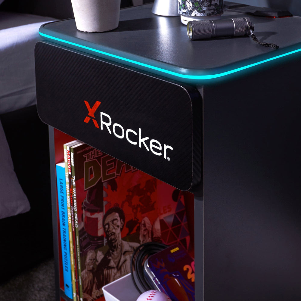 Carbon-Tek End Table with Wireless Charging and LED Lights - X Rocker