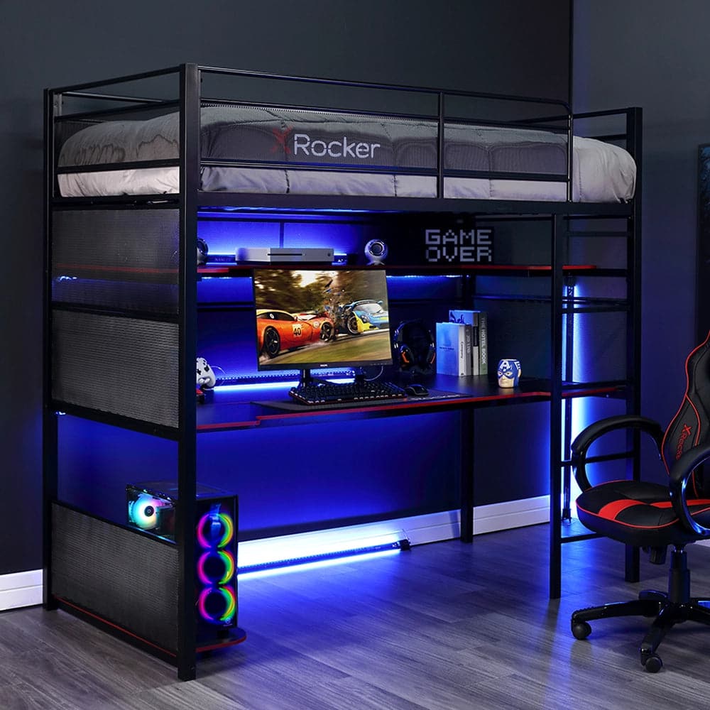 BattleBunk Gaming Bunk Bed with Desk, Black - X Rocker