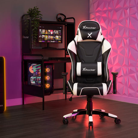 Agility PC Gaming Chair, Black/White - X Rocker