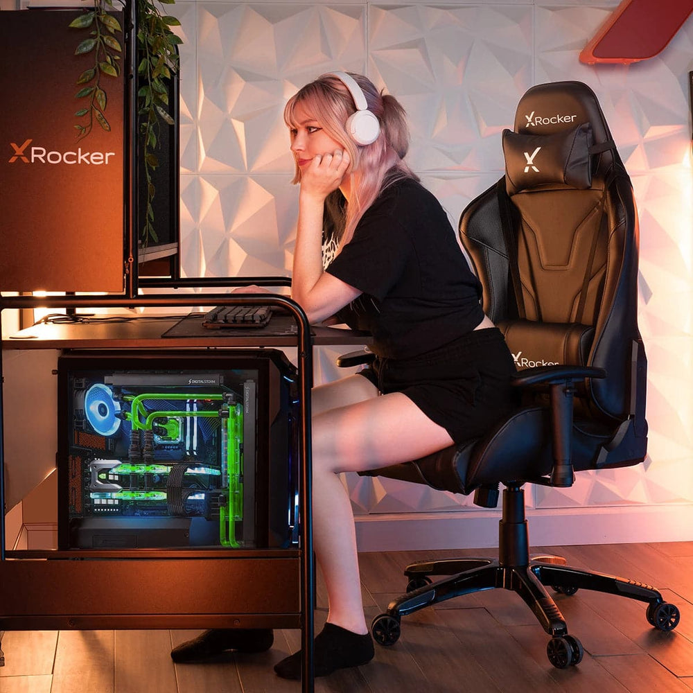 Agility PC Gaming Chair, Black/Carbon Fiber - X Rocker