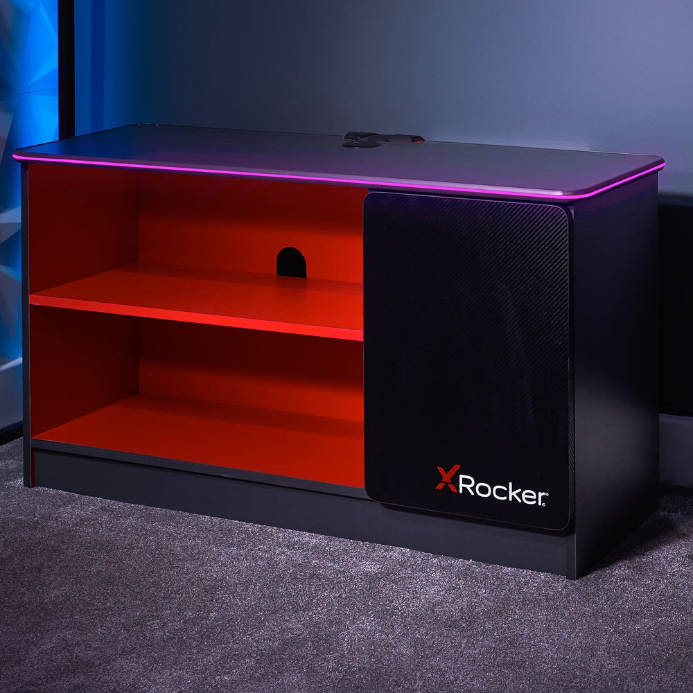 Carbon-Tek TV Stand with LED, Gray/Red - X Rocker