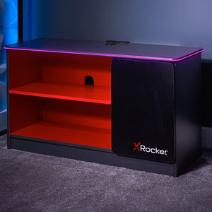 Carbon-Tek TV Stand with LED, Gray/Red - X Rocker