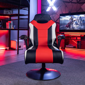 Falcon 2.1 Pedestal Gaming Chair, Black/White/Red - X Rocker