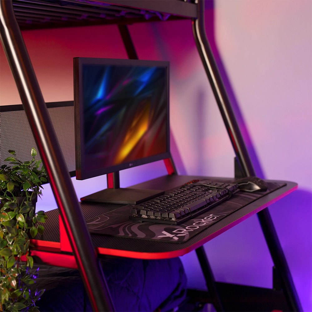 Armada Twin-Over-Twin Bunk Bed with Gaming Desk - X Rocker