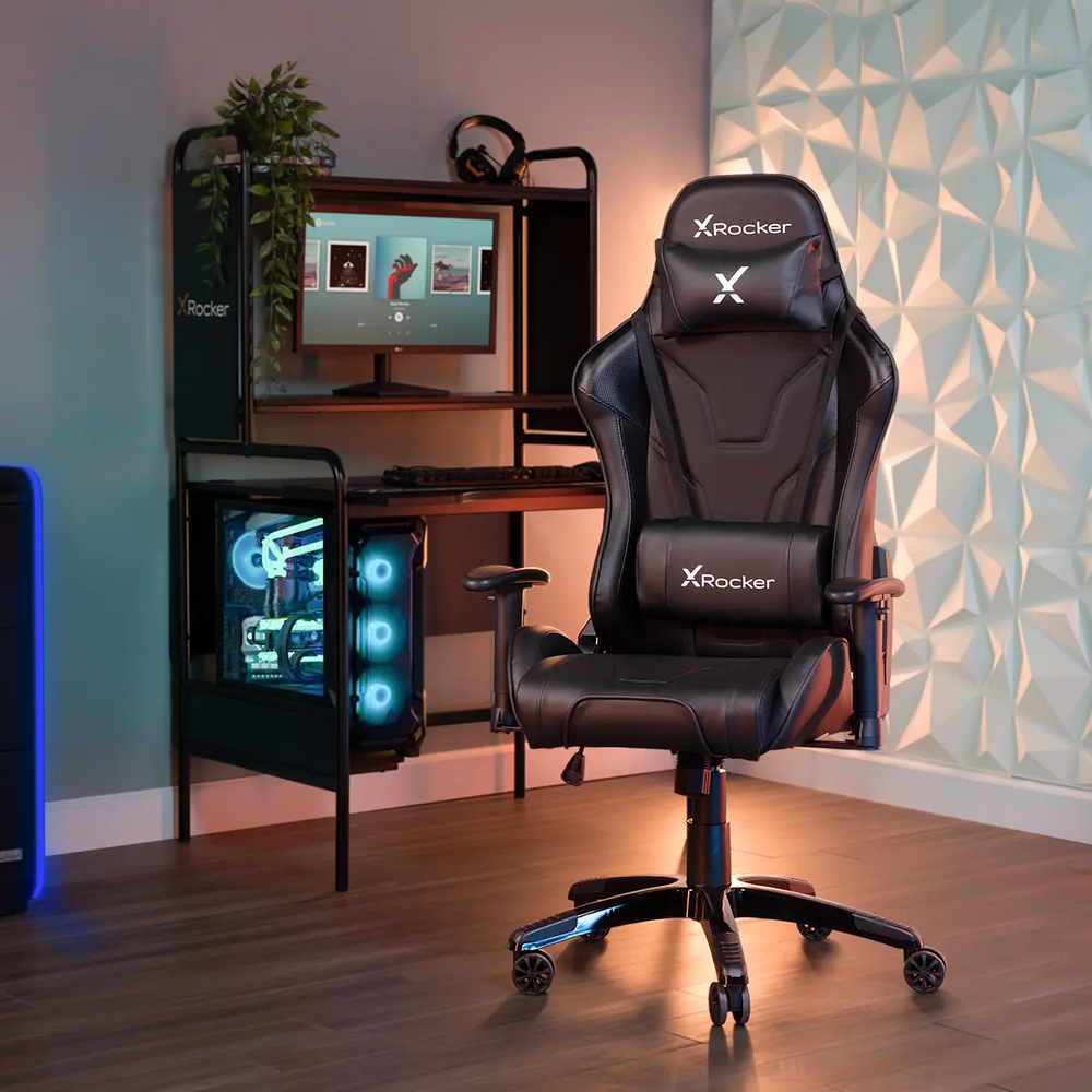 Agility PC Gaming Chair, Black/Carbon Fiber - X Rocker