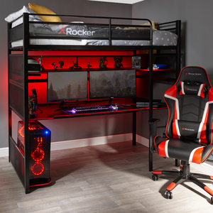 BattleBunk Gaming Bunk Bed with Desk, Black - X Rocker