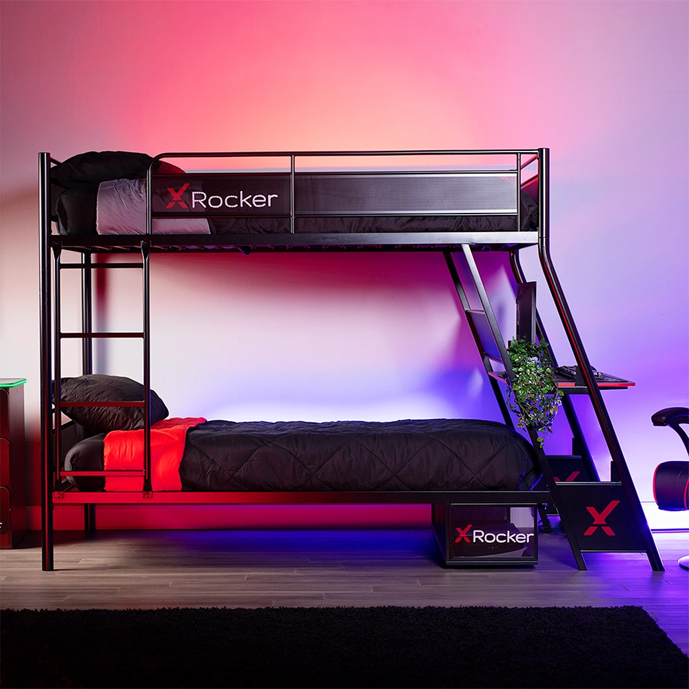 Armada Twin-Over-Twin Bunk Bed with Gaming Desk - X Rocker